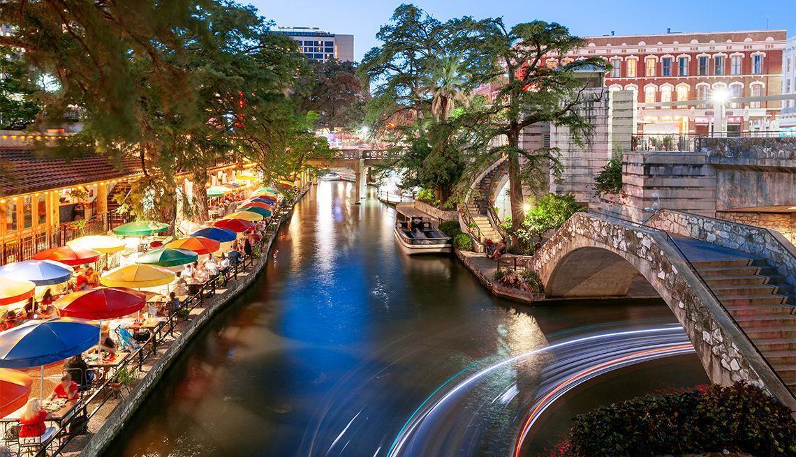 The San Antonio River Walk at dusk